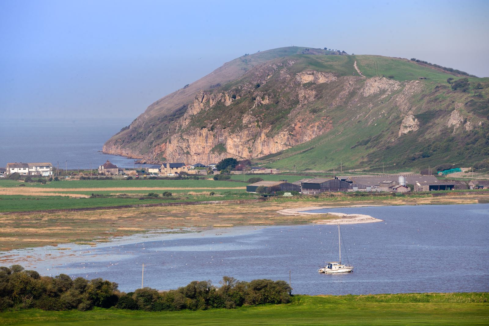 Brean Down rock rising up out of the sea
